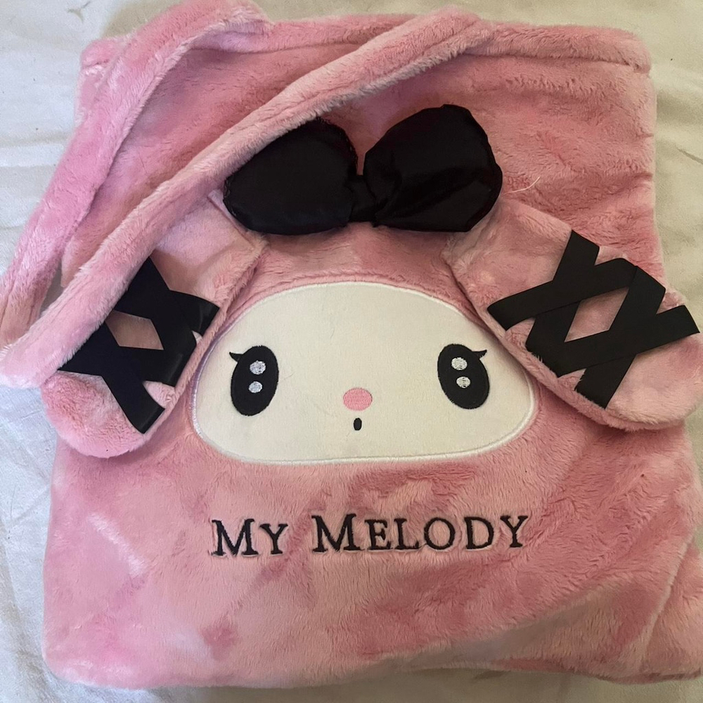 Sanrio My Melody pink and black plushie bag
